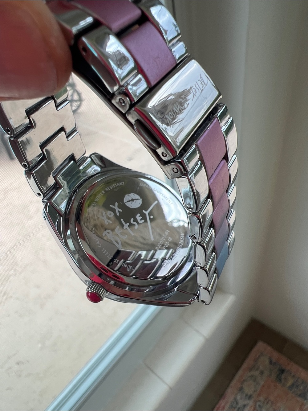 Betsey Johnson Purple-to-Blue Gradient Crystal Bezel Watch - Picture 11 of 11